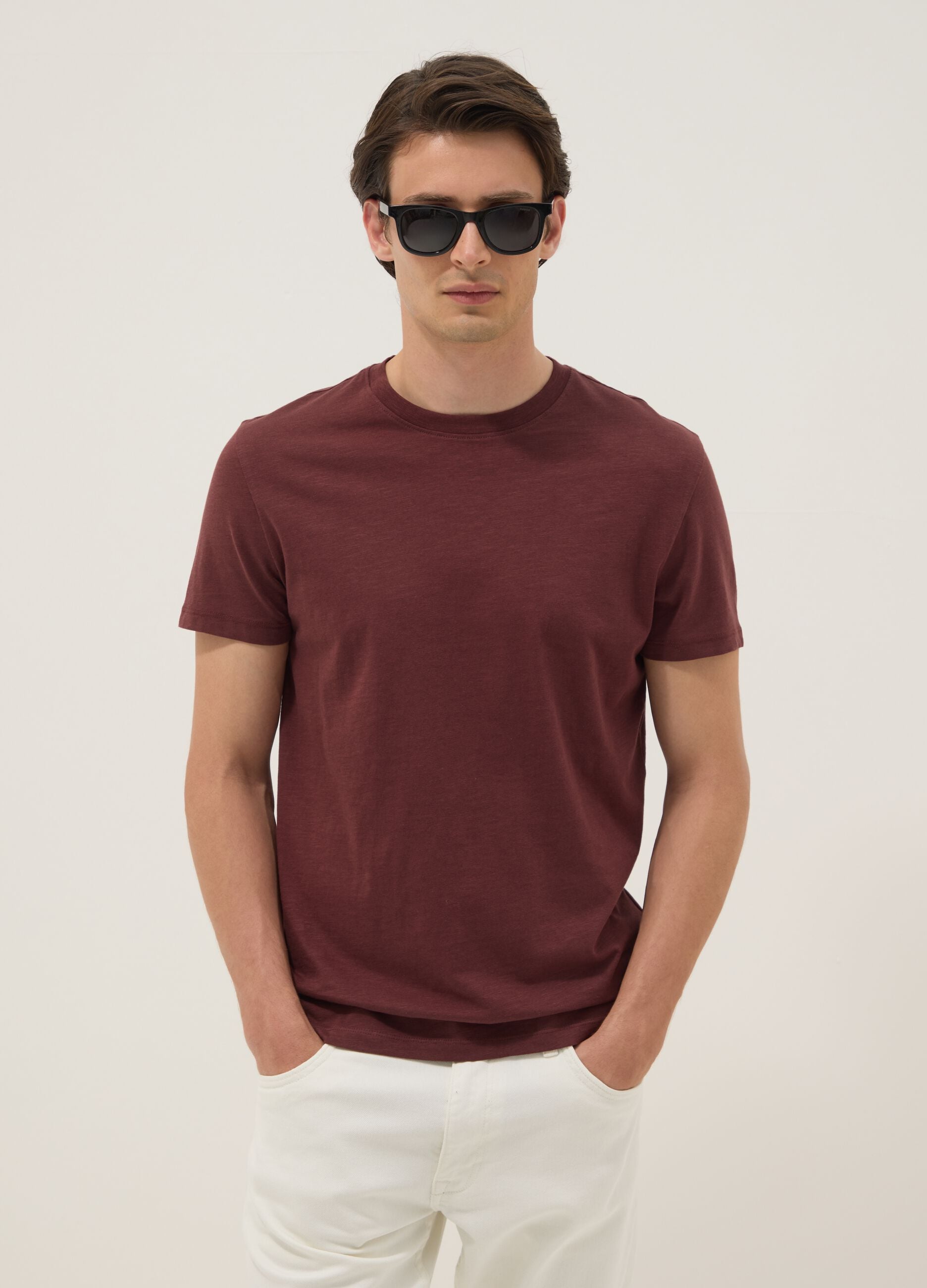 Brown pure cotton short sleeve t-shirt regular fit