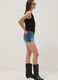 Blue stretch cotton denim shorts_0
