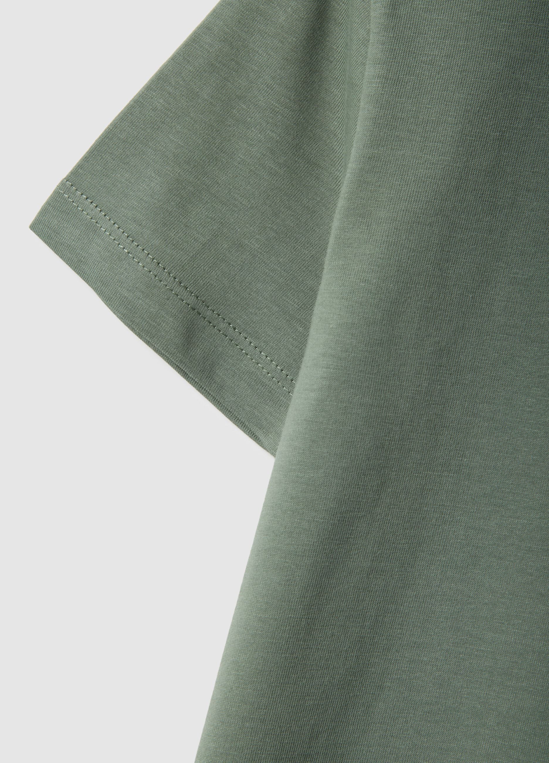 Green crew neck children's t-shirt in pure cotton regular fit