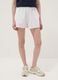 White cotton-blend shorts with elasticated waist, regular fit_1