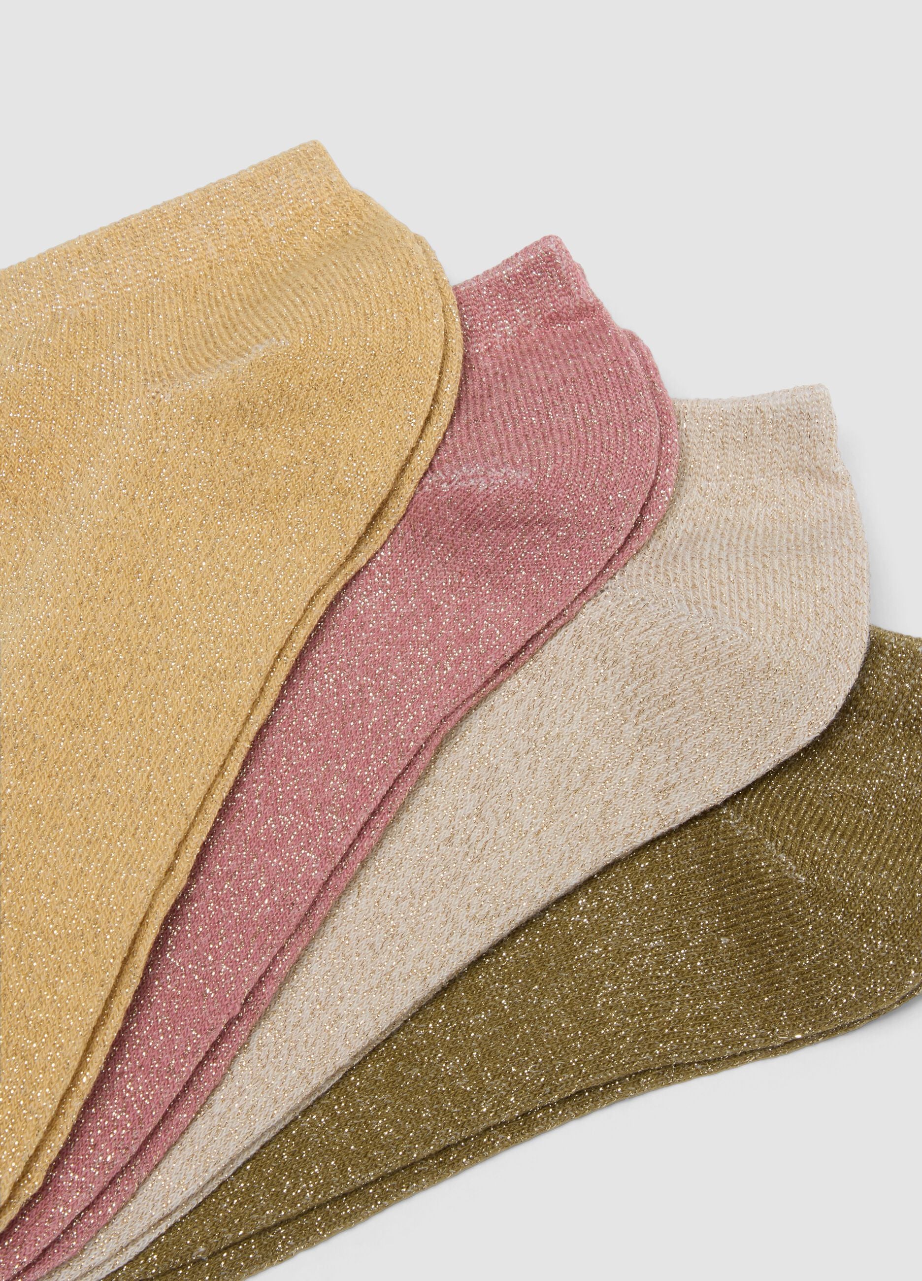 Seven-pack of multicolour stretch organic cotton socks with glitter