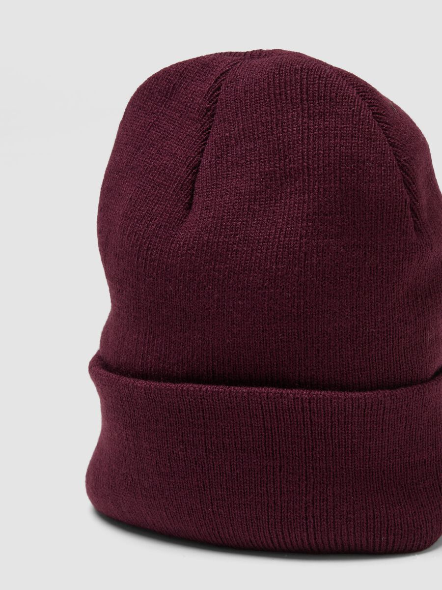 Red jersey knit beanie with turn-up cuff_2