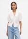 White blouse with short puff sleeves_0