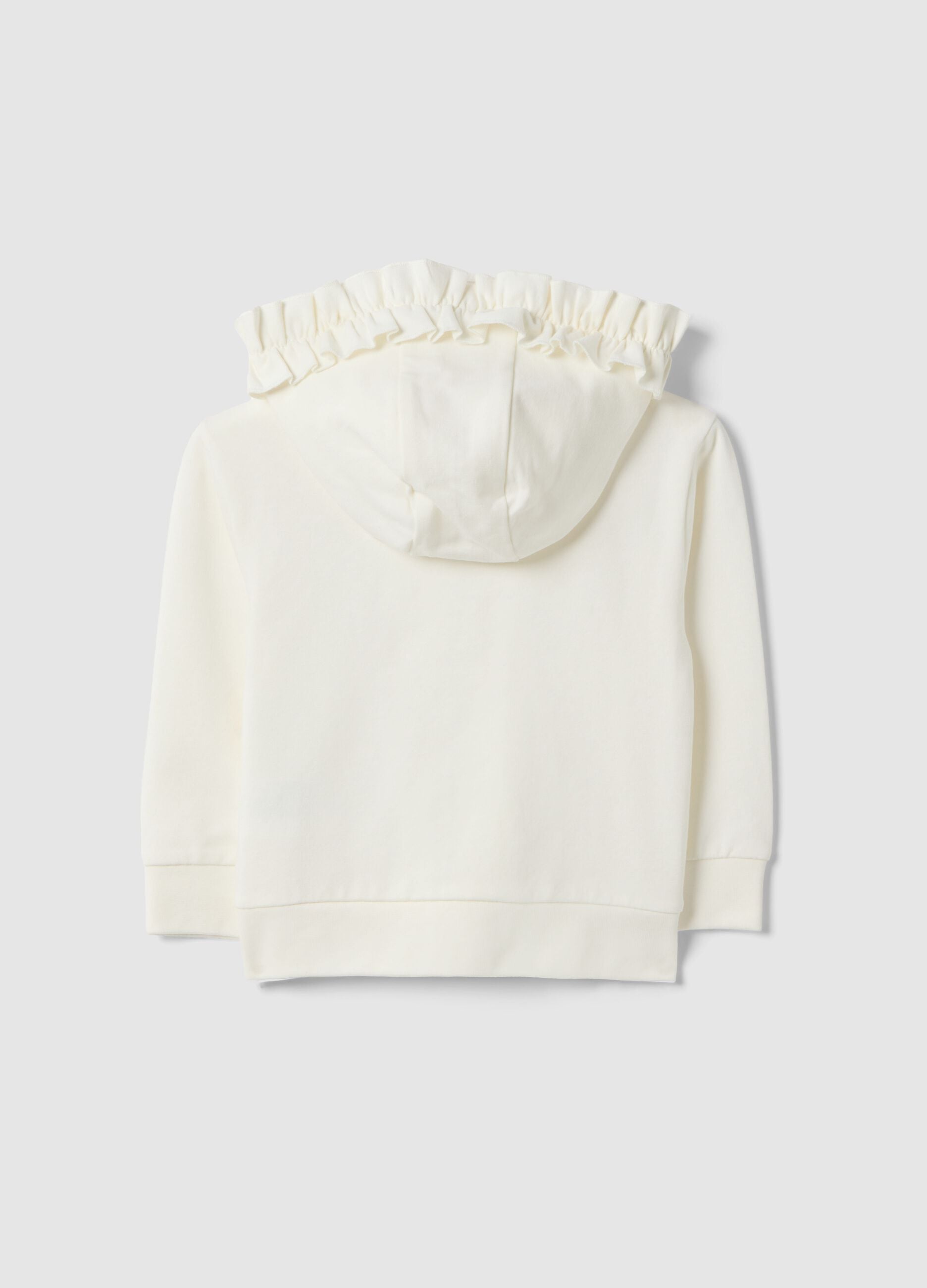 Beige stretch cotton hoodie and zip jacket for girls