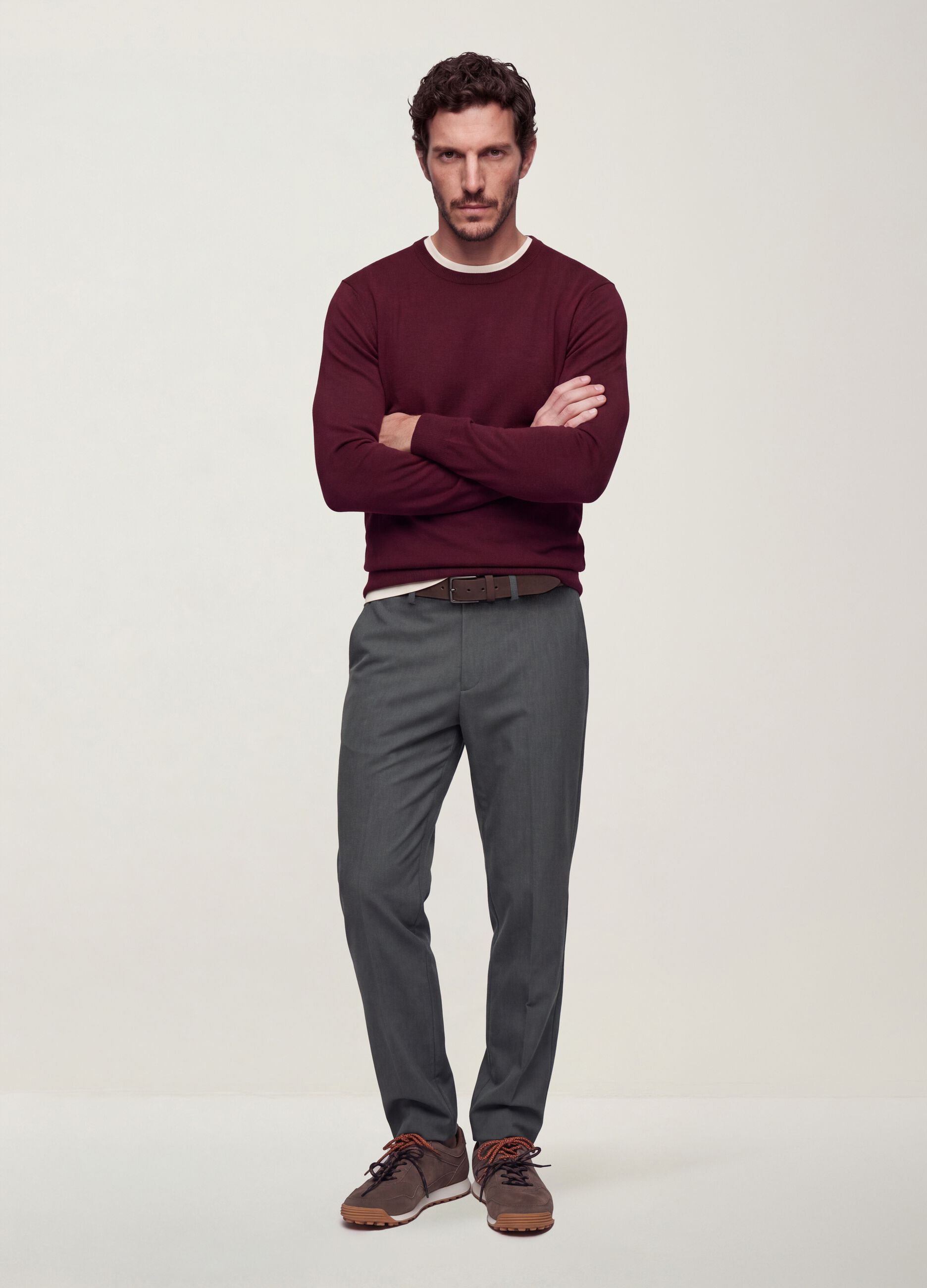 Grey slim-fit stretch viscose twill chino trousers