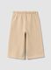 Beige pure cotton trousers with elasticated waist and print for baby girl_1