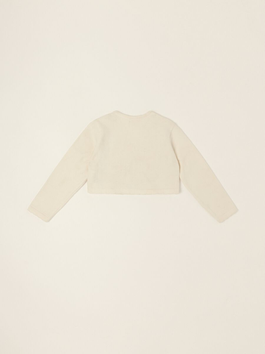 Cardigan bianco in puro cotone da neonata_2
