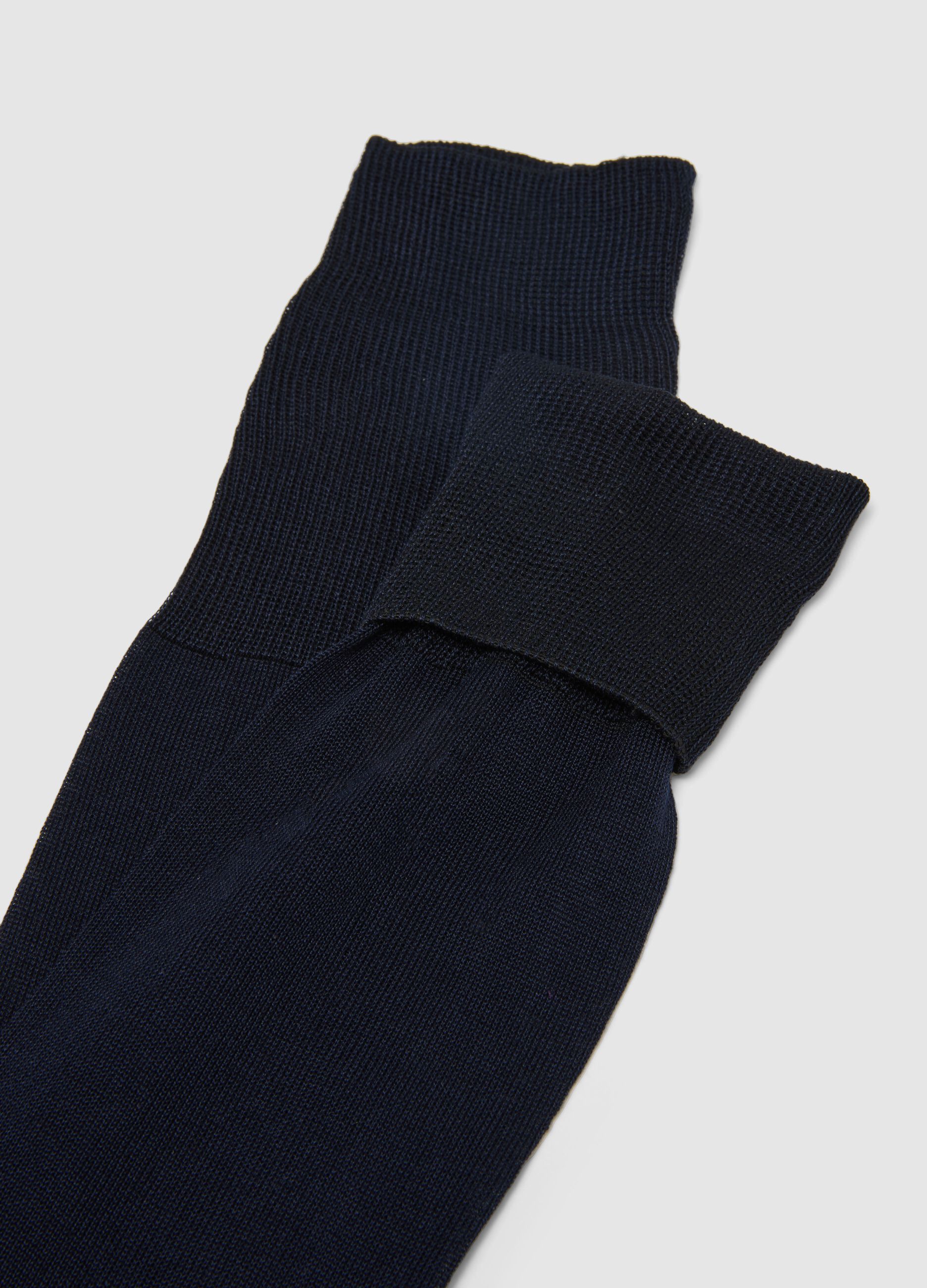 Blue pure cotton regular fit long socks tripack
