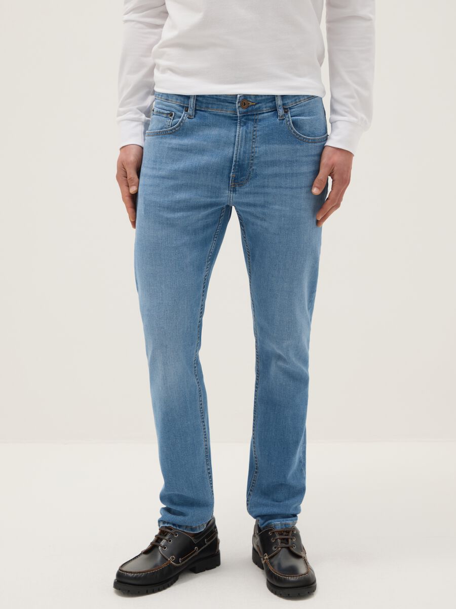Light blue skinny fit stretch cotton jeans_1