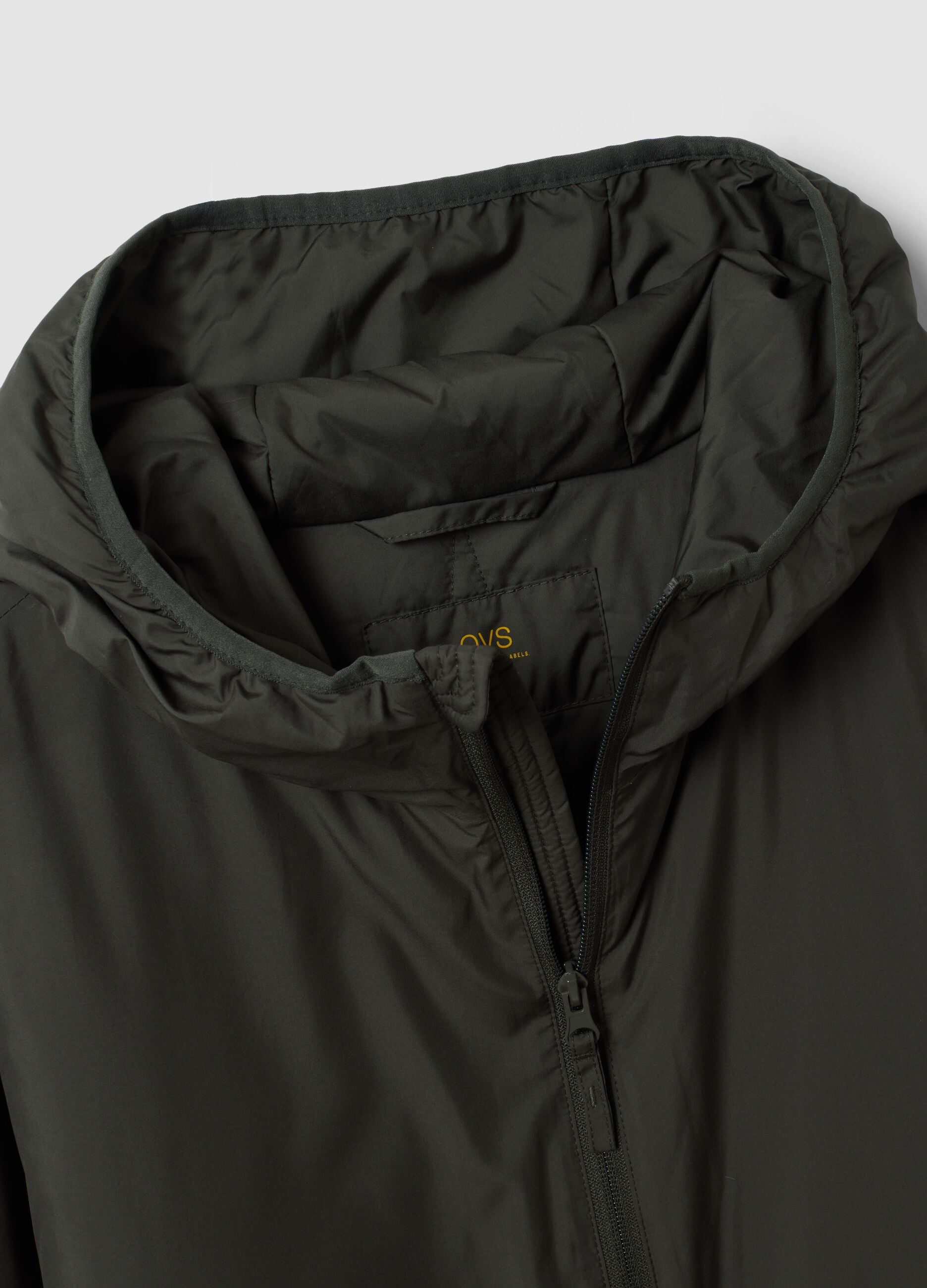 Military green hooded zip jacket