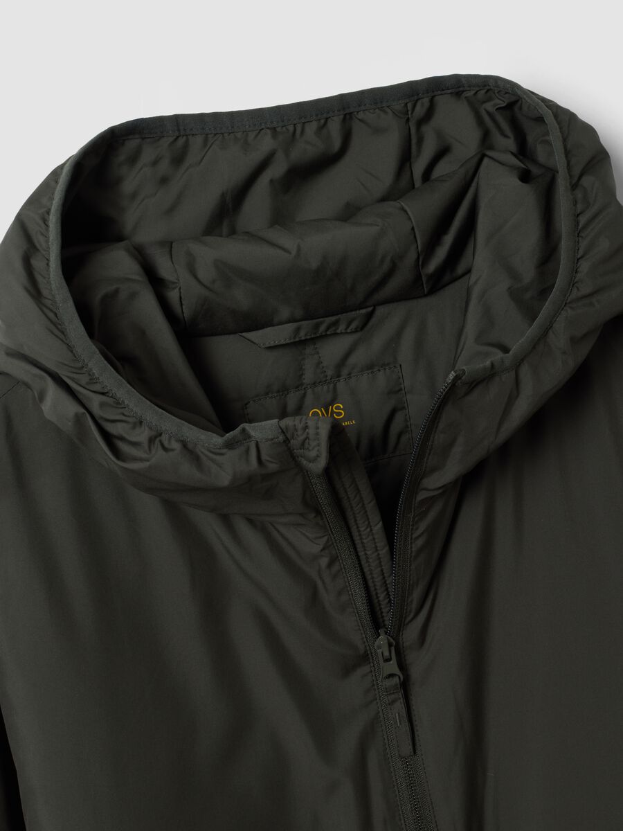 Giubbotto verde militare con cappuccio e zip_5