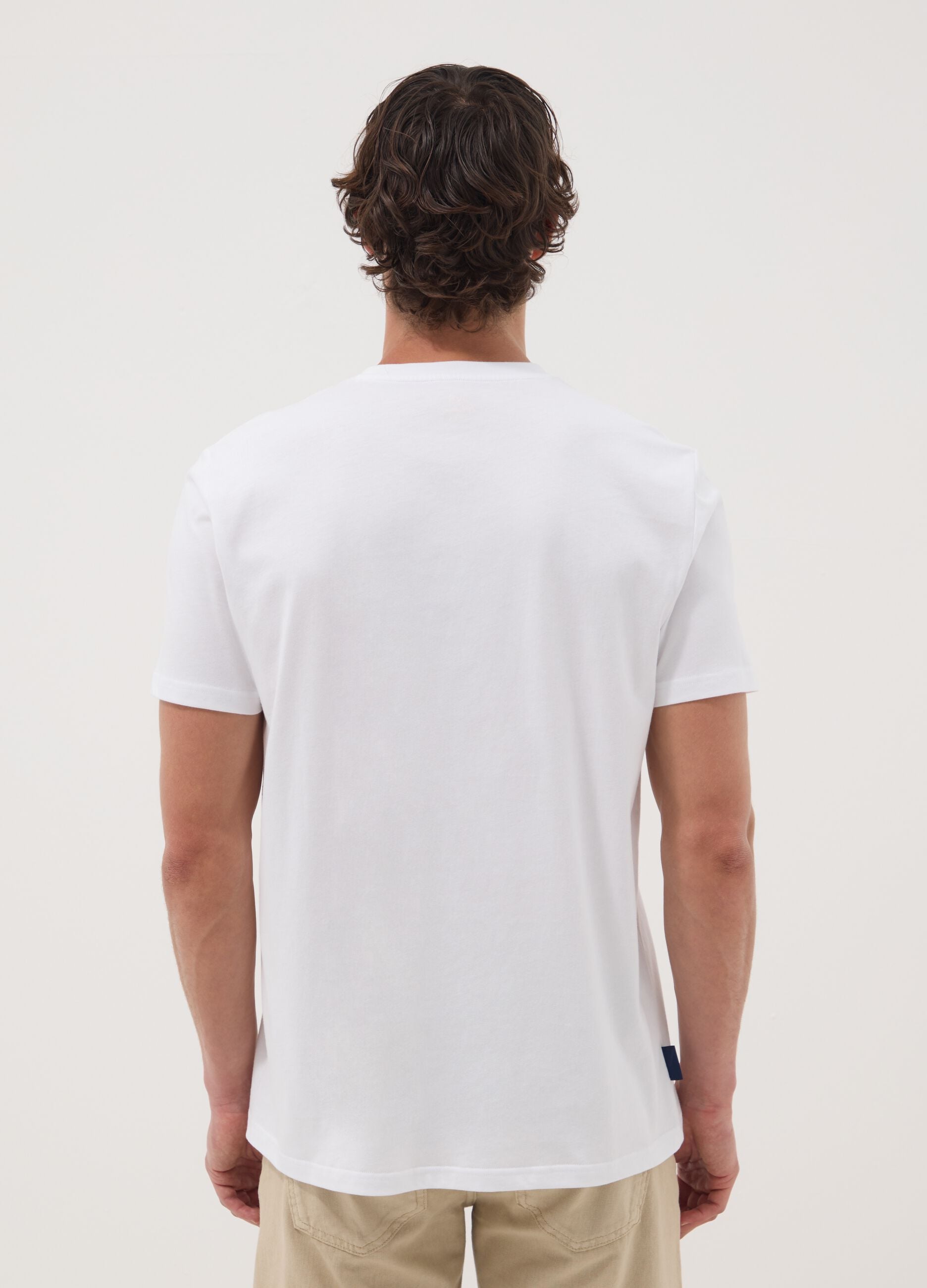 White short-sleeve pure cotton T-shirt, regular fit