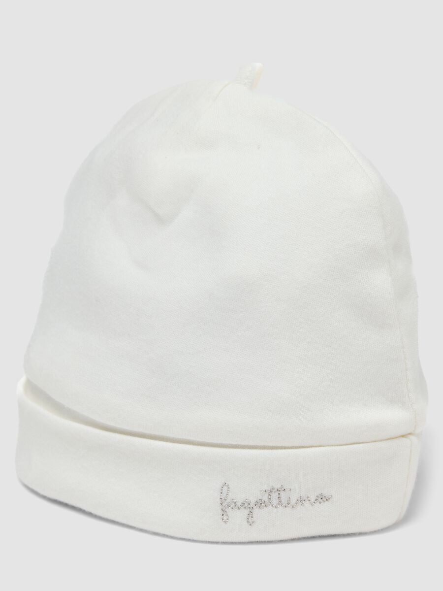 White baby hat in pure organic cotton_1