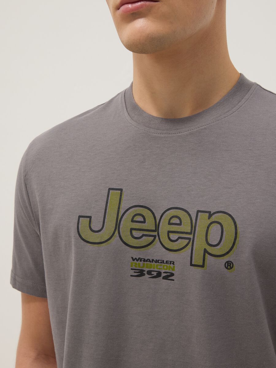 T-shirt in puro cotone grigia regular fit con stampa Jeep_3