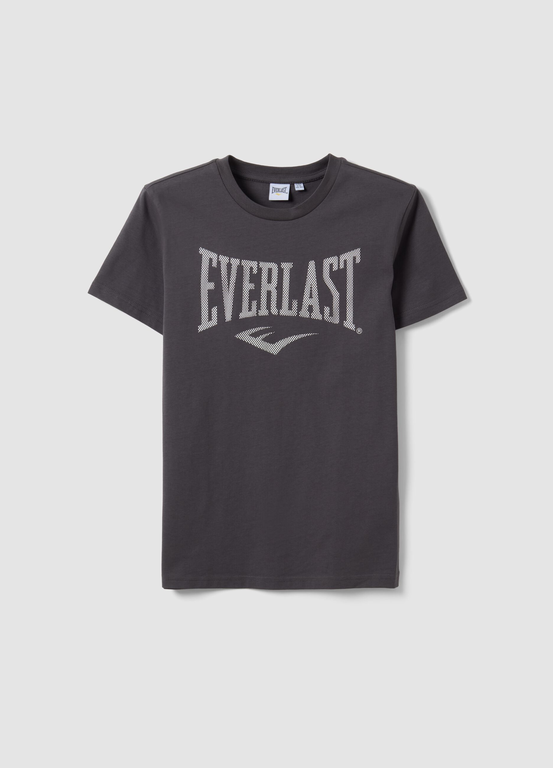 Grey pure cotton T-shirt with front print for boys