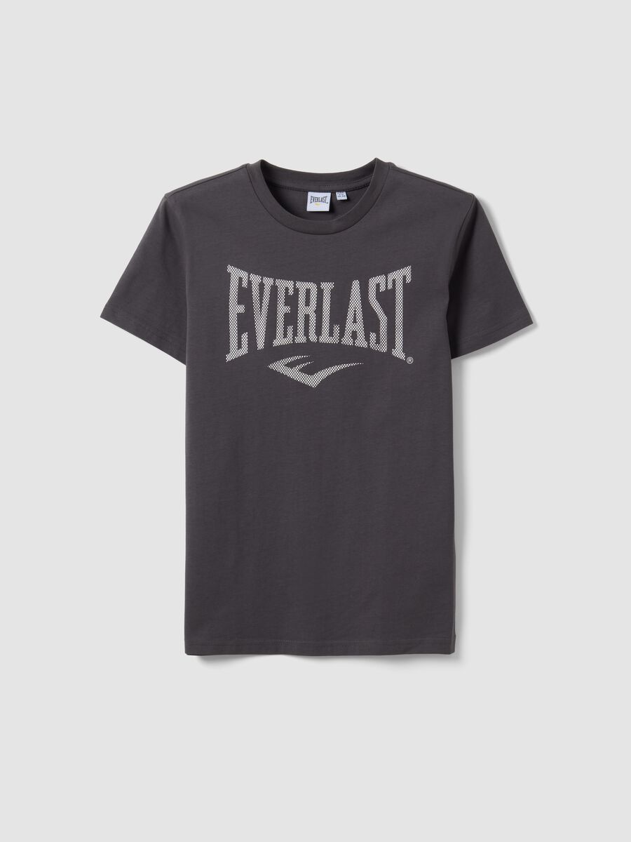 Grey pure cotton T-shirt with front print for boys_0