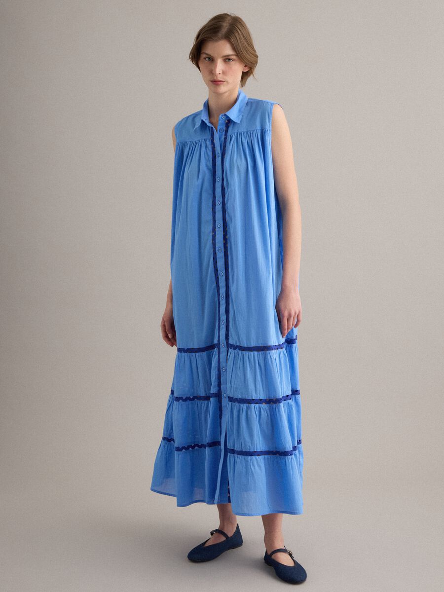 Abito chemisier azzurro in puro cotone regular fit_1