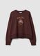 Brown cotton-blend sweatshirt with crew neck and teddy print_4