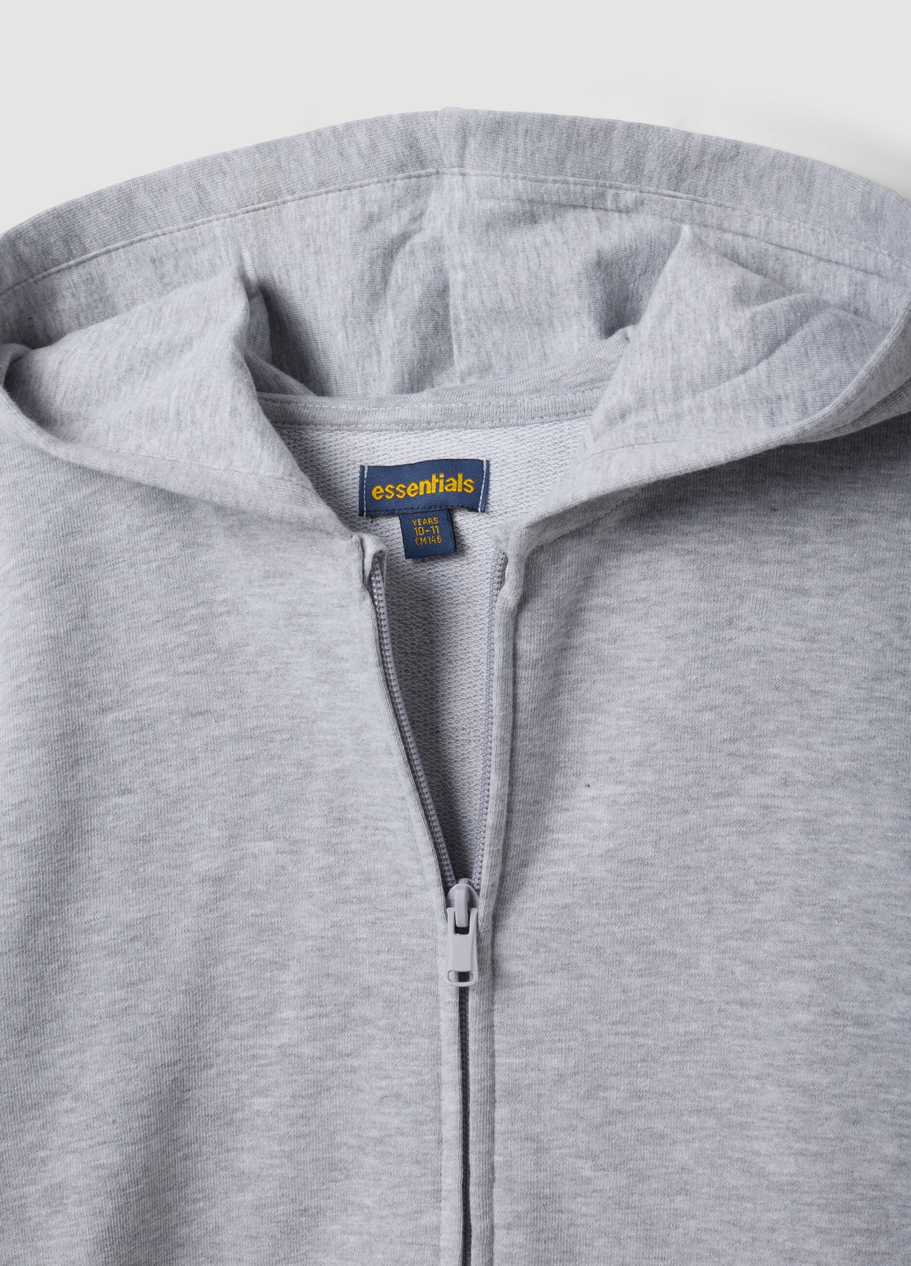 Grey hooded sweatshirt in 100% organic cotton, regular fit, for boys