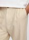 Beige wide leg trousers in linen and cotton_4