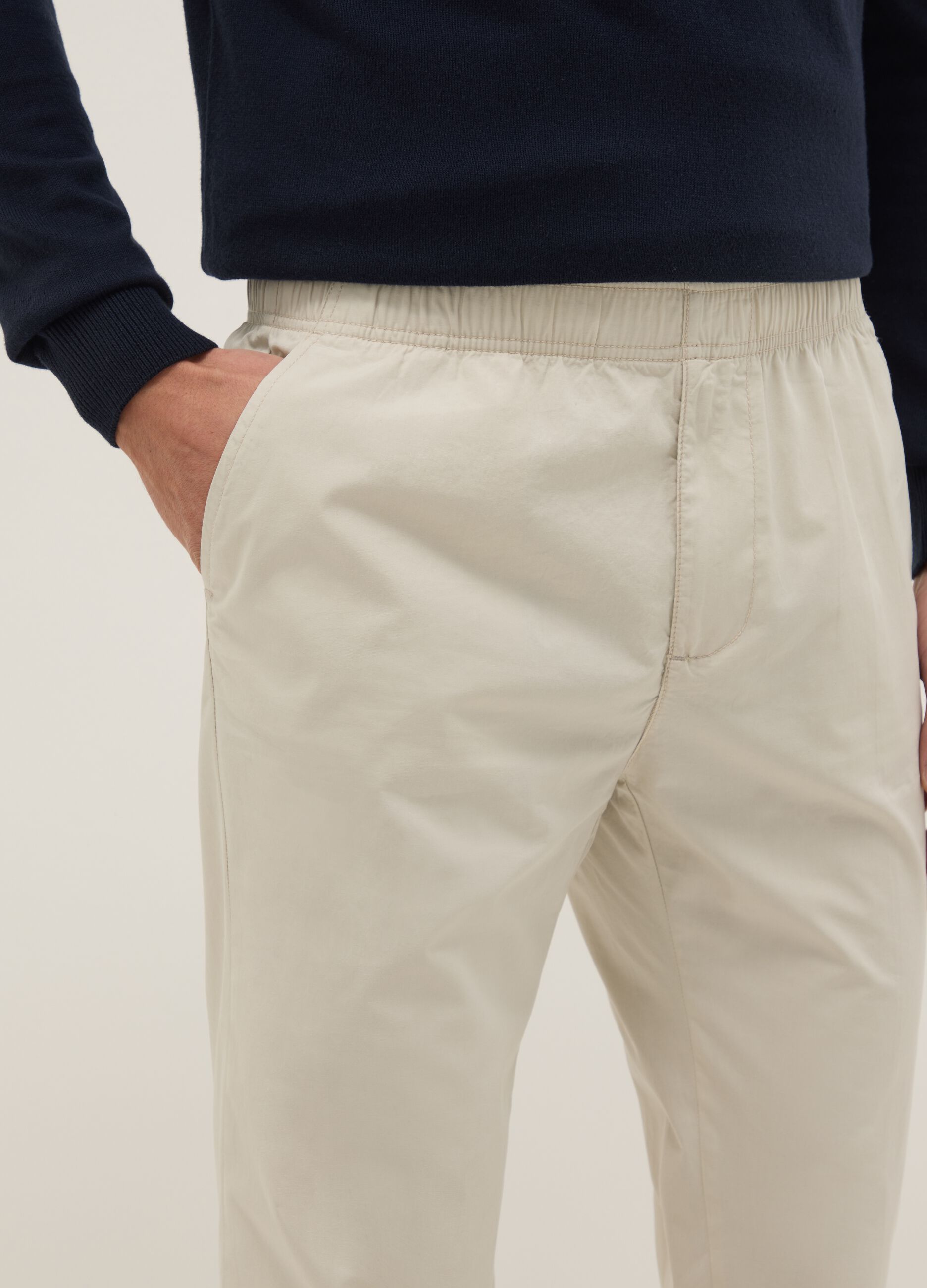 Beige chino trousers in pure cotton, regular fit