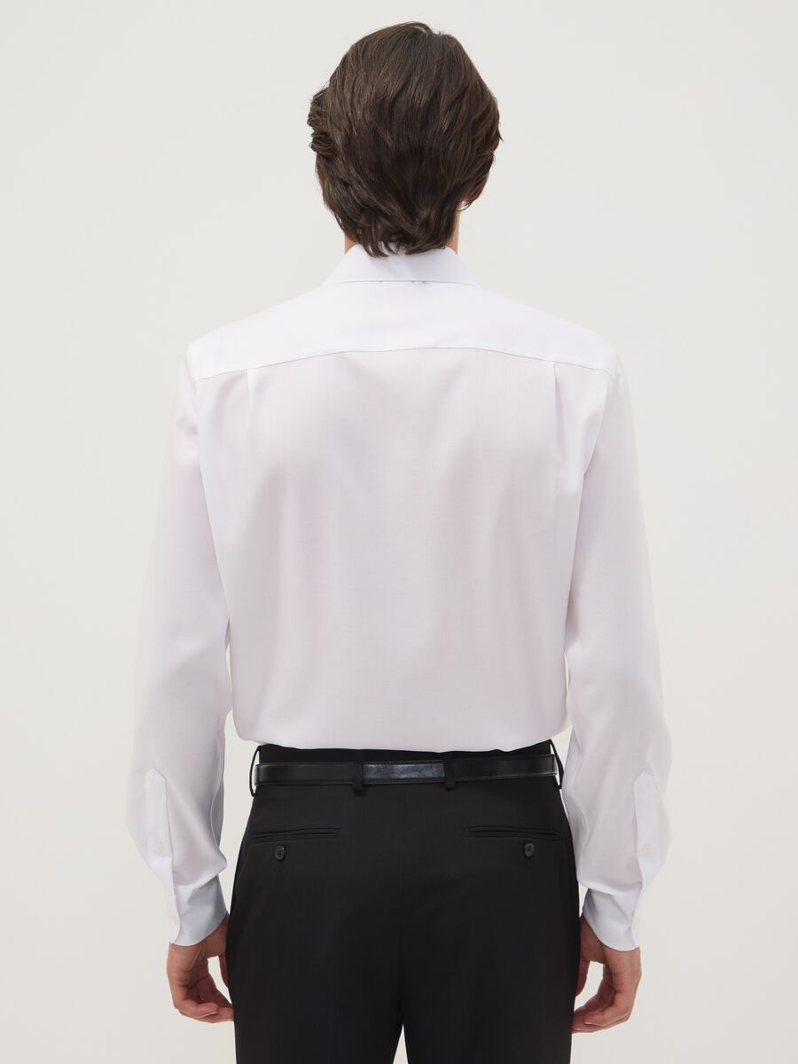 White pure cotton shirt with French collar, regular fit, non-iron_3
