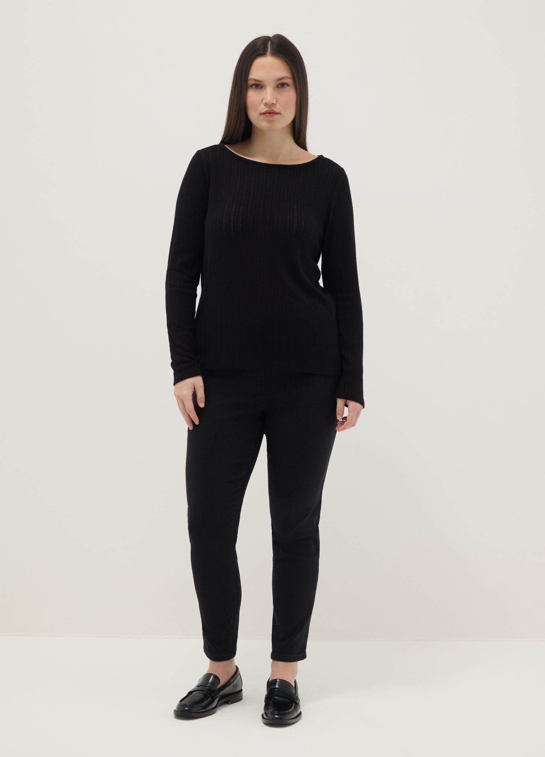 Black Stretch Cotton Skinny Fit Trousers