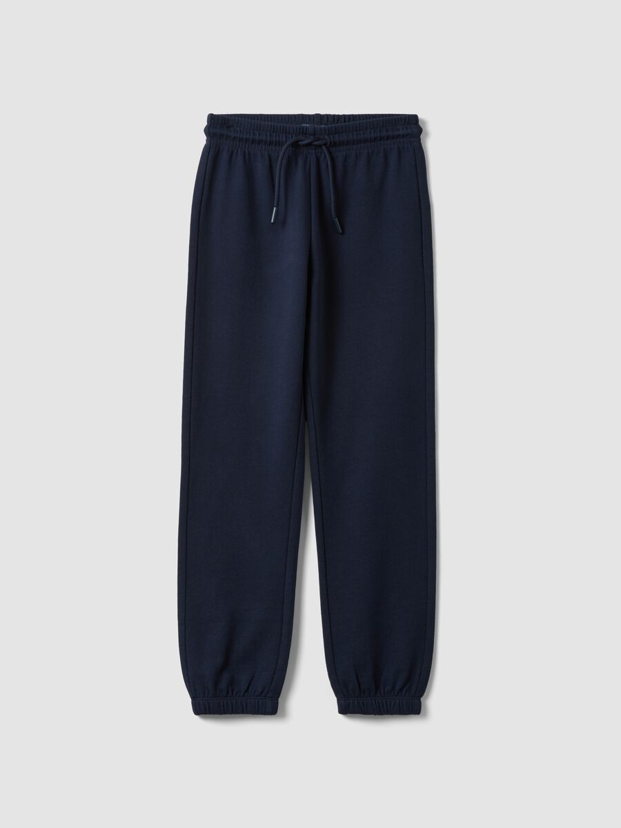 Navy blue organic cotton regular-fit joggers for boys_0