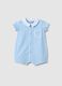Baby blue cotton romper with pointed collar_0