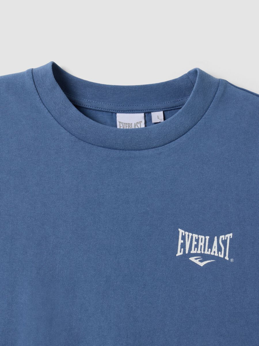 Blue pure cotton short-sleeve logo T-shirt_5