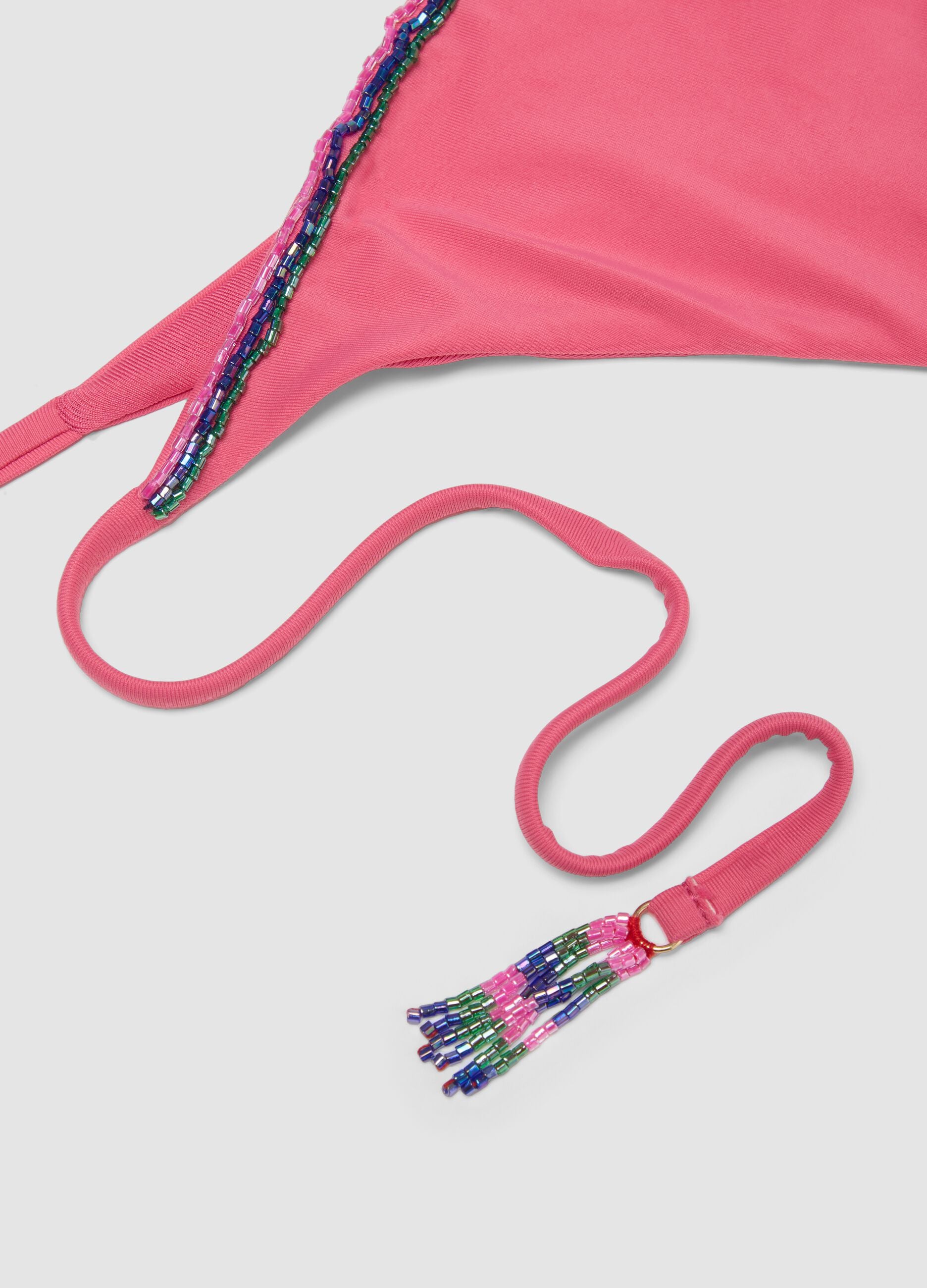 Pink stretch-fabric bikini bottoms