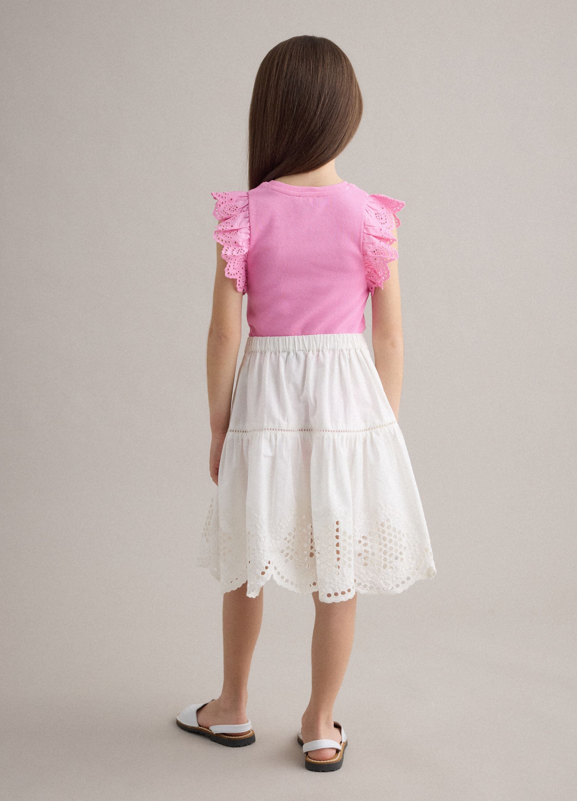 White pure cotton broderie anglaise skirt