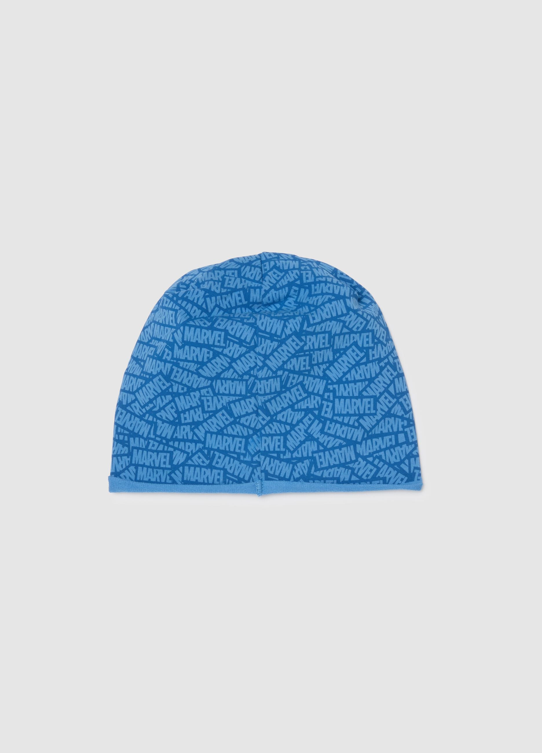 Multicoloured stretch cotton children's hat with Marvel logo
