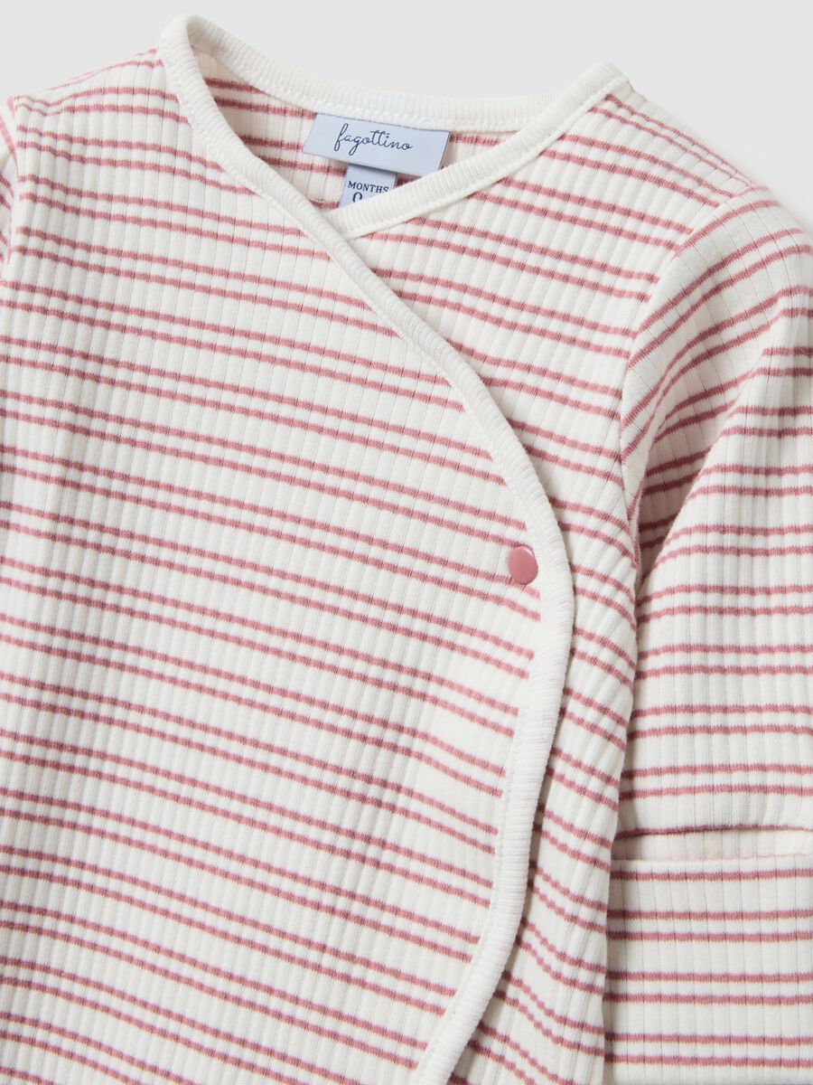 Multicoloured striped baby girl's sleepsuit in stretch cotton_2