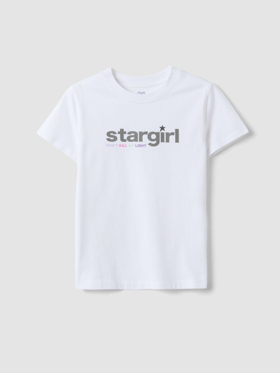 White pure organic cotton T-shirt with &ldquo;Stargirl&rdquo; print for girls_3