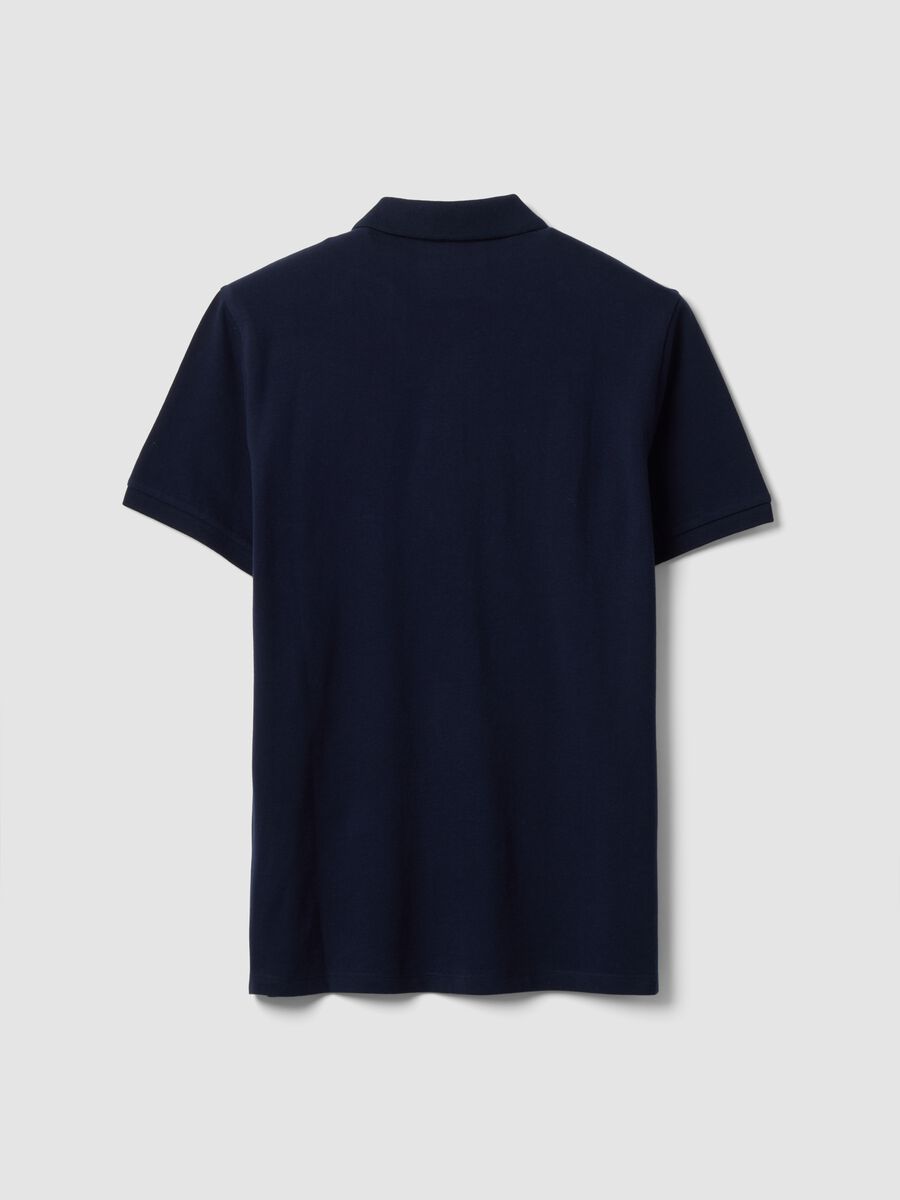 Blue pure cotton piqu&eacute; polo shirt with classic collar and regular fit_5