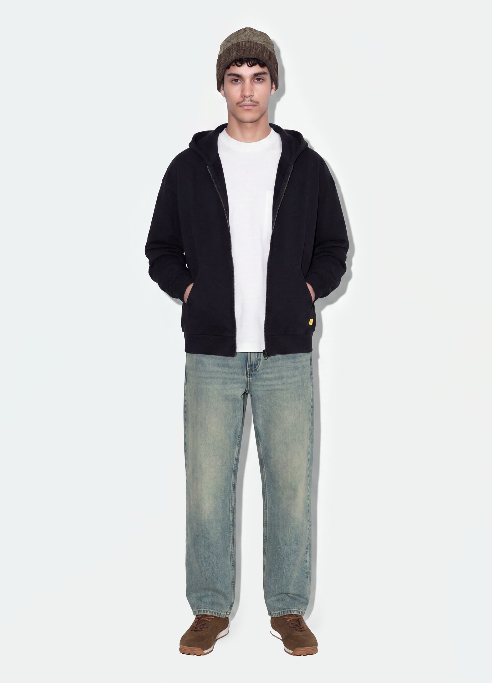 Light blue denim jeans in pure cotton, loose fit