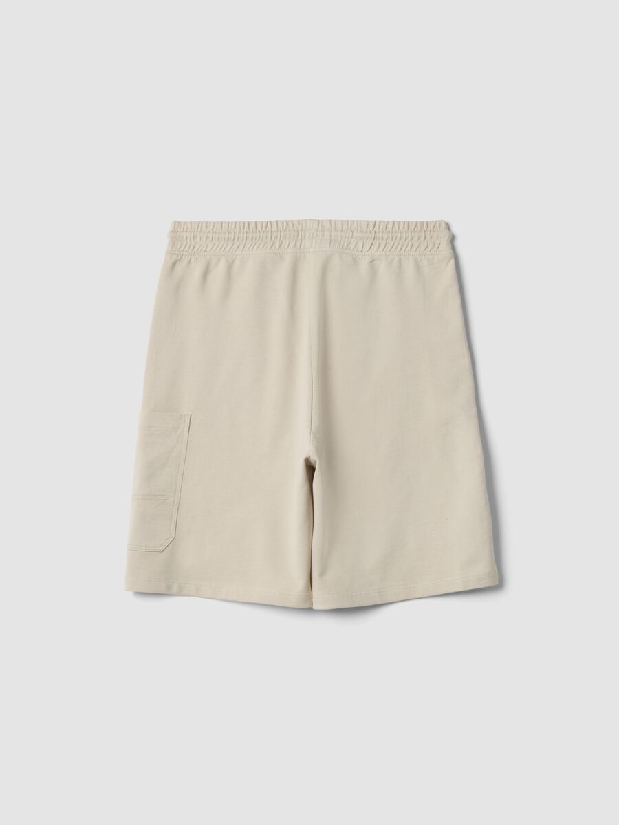 Shorts cargo in puro cotone beige da ragazzo oversize fit_4