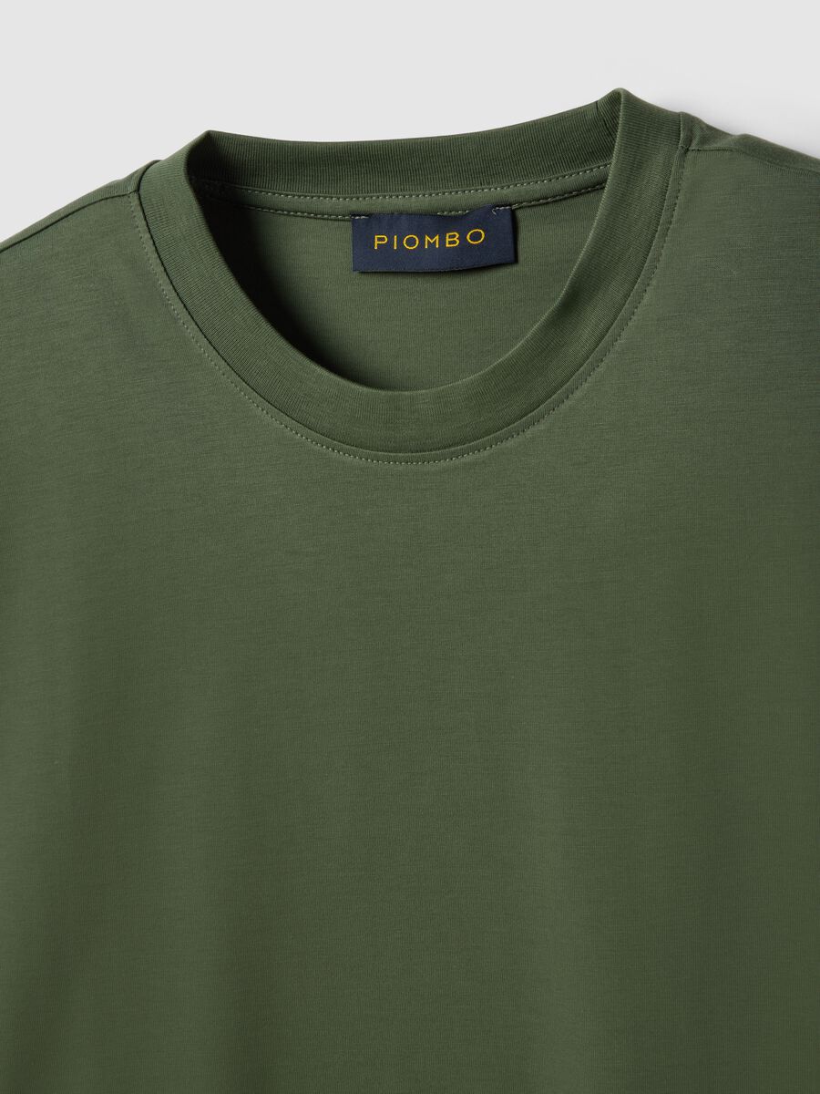 Green pure cotton crew neck T-shirt relaxed fit_5