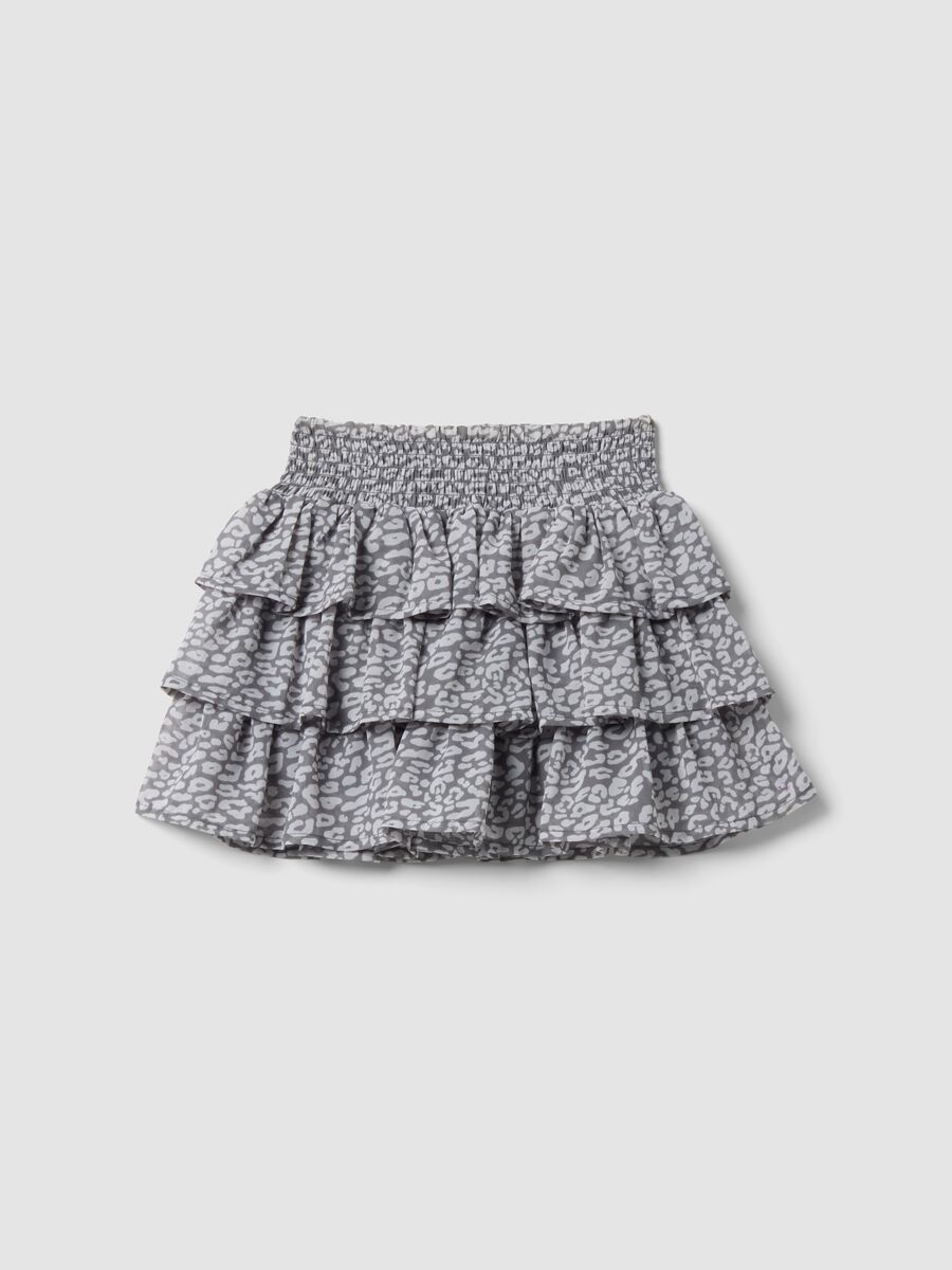 Girls&rsquo; grey tiered skirt with animal print_0