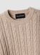 Beige cable-knit wool-blend crew-neck jumper, regular fit_1