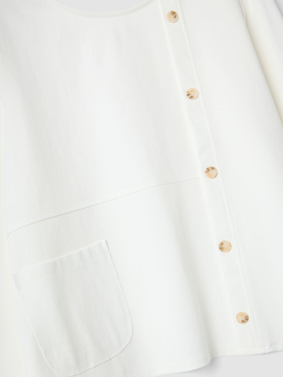 White stretch cotton button-up blouse, regular fit_5