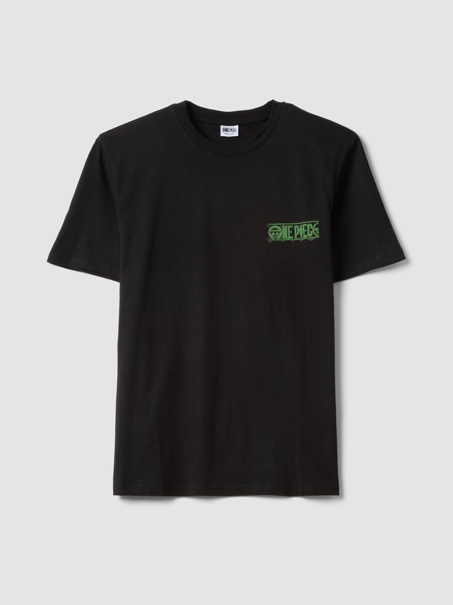 Black One Piece print T-shirt in pure cotton, relaxed fit_4