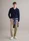 Regular fit blue pure cotton pullover with polo collar_1