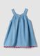 Sky-blue pure cotton dress with floral embroidery_1