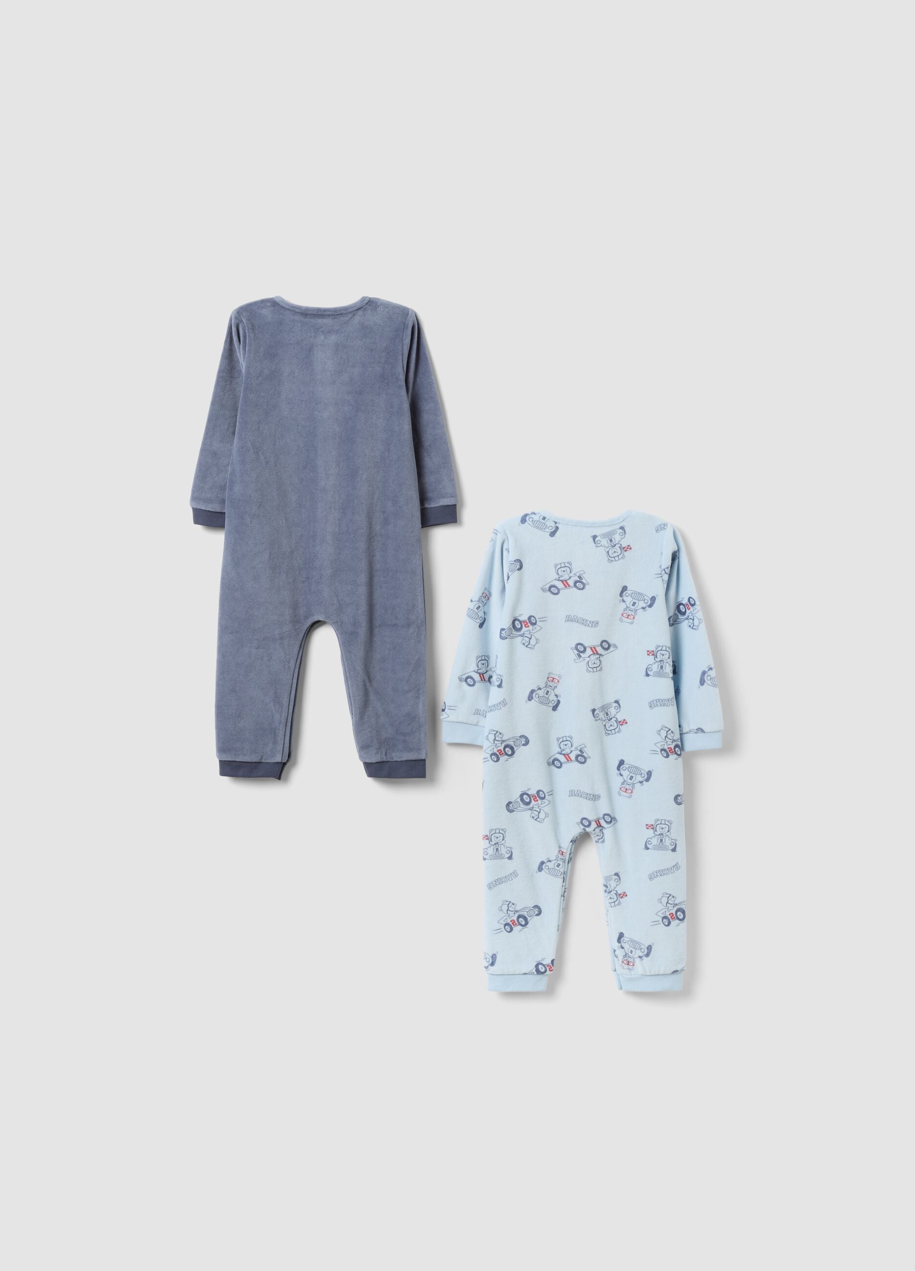 2-pack of multicolour cotton-blend baby sleepsuits with poppers