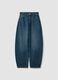 Blue denim pure cotton barrel-fit jeans_4