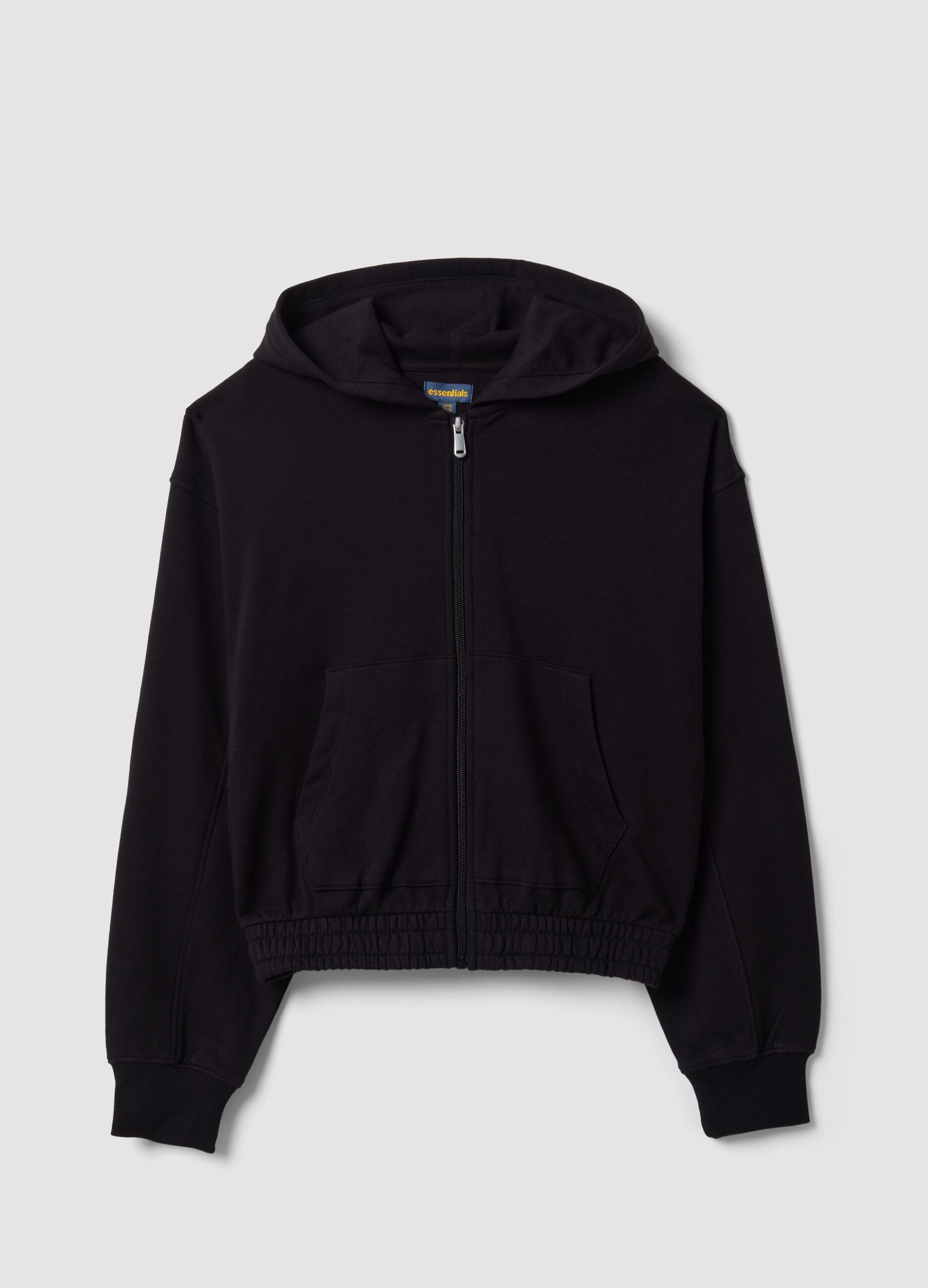Black organic cotton hooded sweatshirt