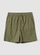 Green regular-fit pure cotton shorts_4