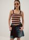 Fitted multicolour striped pure cotton vest with thin straps_0
